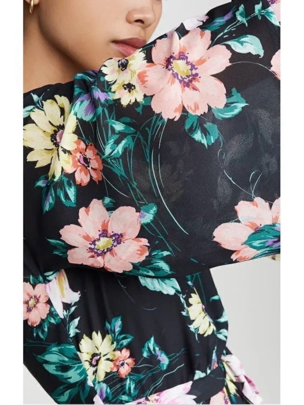YUMI KIM LOTUS FLORAL ROMPER IN COLOR WILD ROSE BLACK